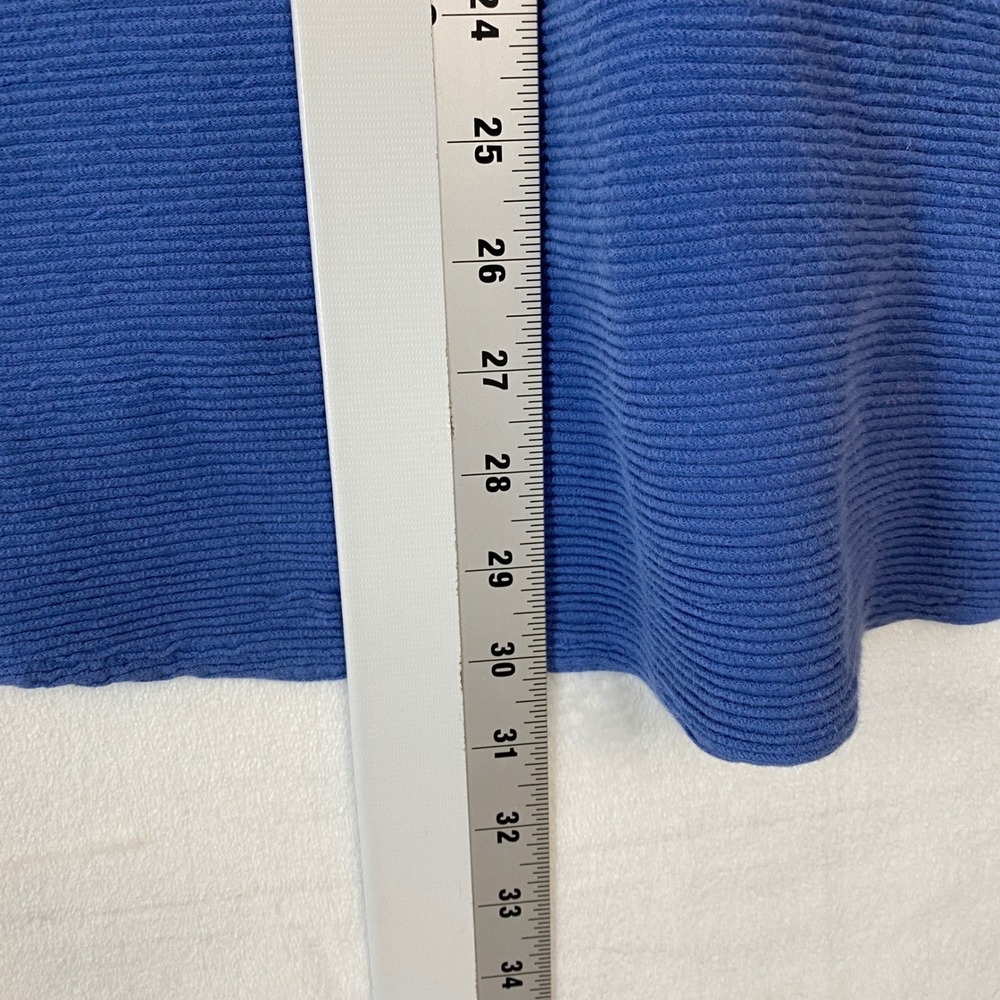 Habitat Blue Textured Knit Button Cuff V-Neck Pullover Top Women's Size L - Picture 8 of 10